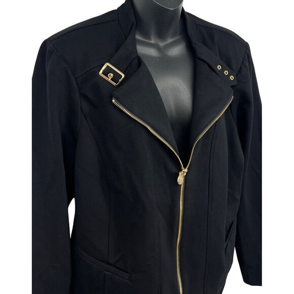 Torrid Womens Black Jacket Biker Moto Plus Size 2X Collar Long Sleeve NWT New - Picture 3 of 9
